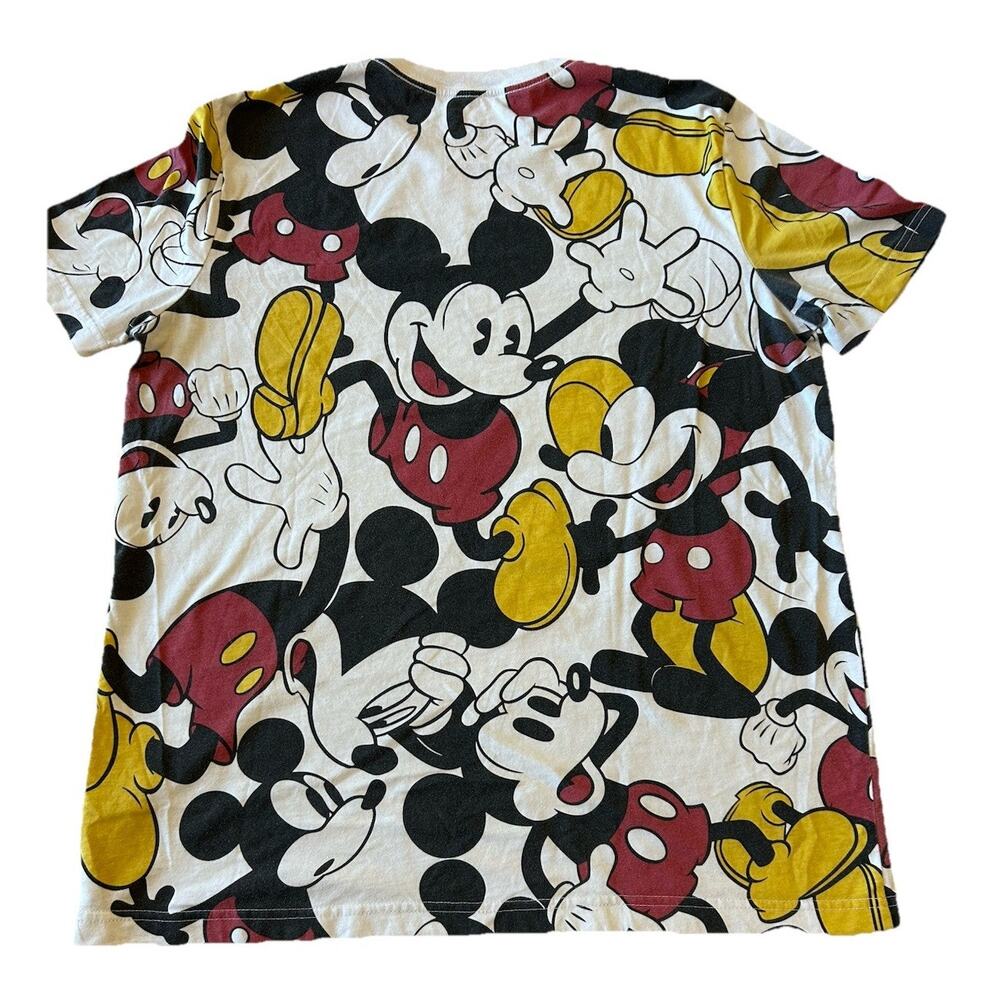 Mickey Mouse Expressions All Over T-Shirt L Disney Happy Retro Hipster Cartoon
